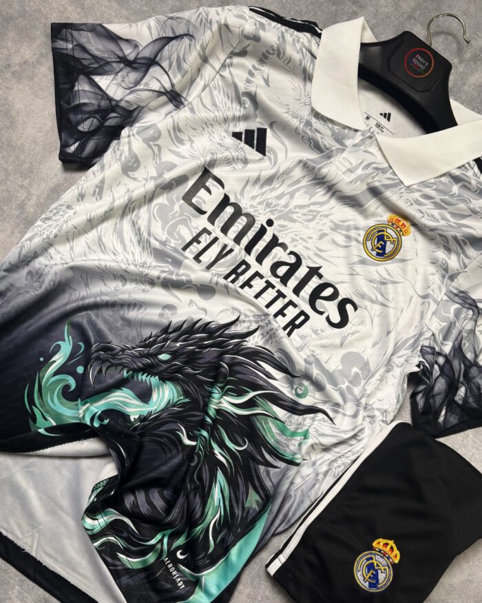 Real Madrid Dragon Grey Black Special Edtion- 2025/26 Set (with shorts) - Image 1