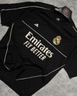 Real Madrid T-Shirt Round Neck Drop Shoulder - (Black)