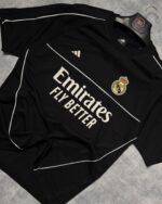 Real Madrid T-Shirt Round Neck Drop Shoulder - (Black)