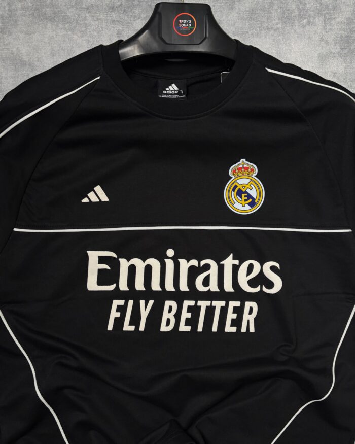 Real Madrid T-Shirt Round Neck Drop Shoulder - (Black) - Image 2