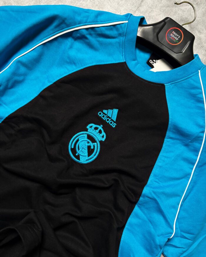 Real Madrid T-Shirt Round Neck Drop Shoulder - (Blue&Black) - Image 2