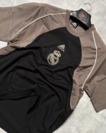 Real Madrid T-Shirt Round Neck Drop Shoulder - (Black & Grey)