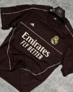 Real Madrid T-Shirt Round Neck Drop Shoulder - (Brown)