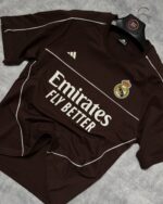 Real Madrid T-Shirt Round Neck Drop Shoulder - (Brown)