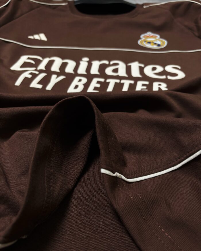Real Madrid T-Shirt Round Neck Drop Shoulder - (Brown) - Image 3