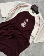 Real Madrid T-Shirt Round Neck Drop Shoulder - (Maroon&White)