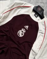 Real Madrid T-Shirt Round Neck Drop Shoulder - (Maroon&White) - Image 2