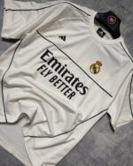 Real Madrid T-Shirt Round Neck Drop Shoulder - (White)