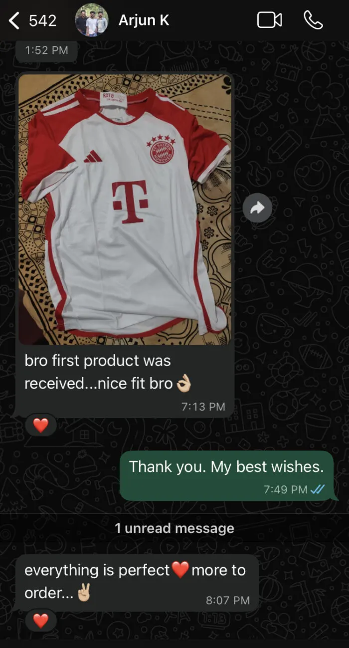 Customer message about their order